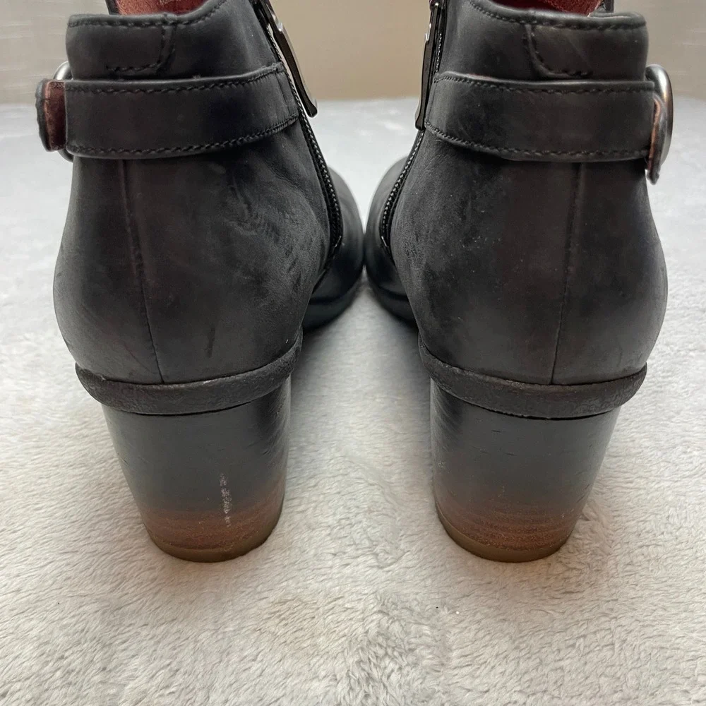 Dansko Womens Perry Leather Ankle Booties Size 36/5.5-6 Black Nubuck Side Zip